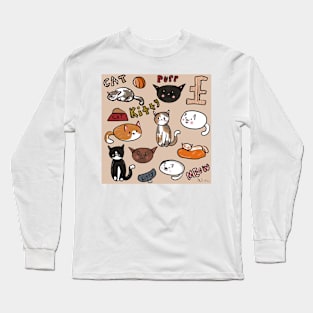 Cat pattern digital illustration Long Sleeve T-Shirt